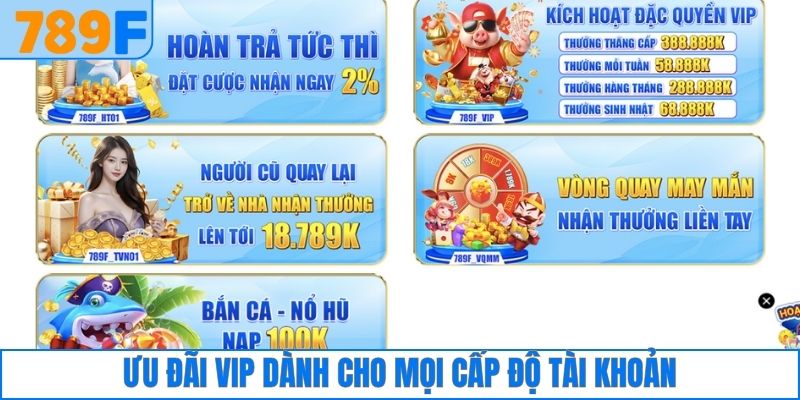Ưu đãi vip dành cho mọi cấp độ tài khoản